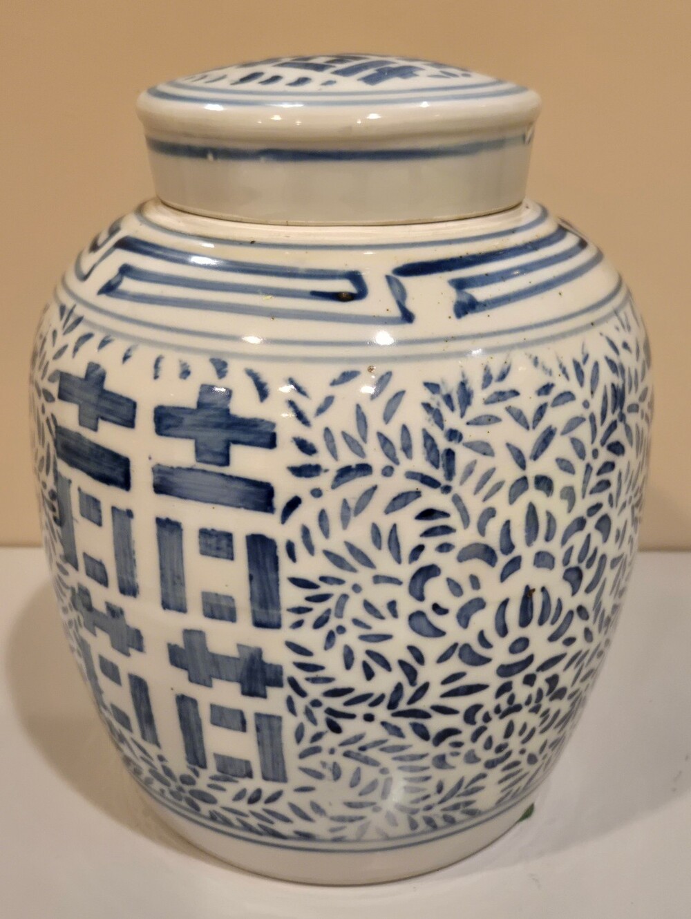 Blue and White Porcelain Ginger Jar - Floral Motif